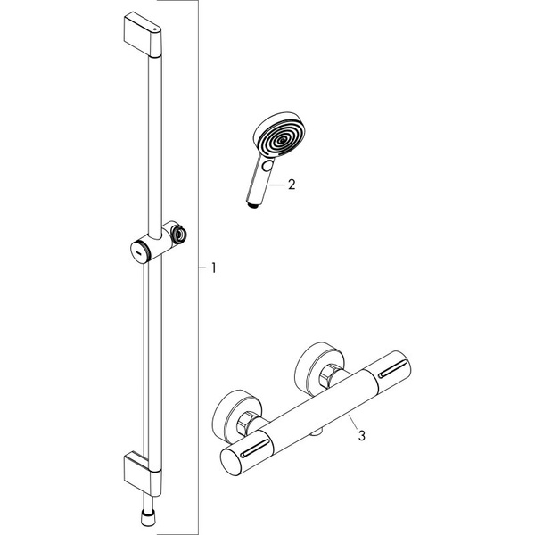 Термостат для душа с душевым гарнитуром Hansgrohe Pulsify Select S 105 3jet Relaxation EcoSmart Ecostat Element 24272670 черный матовый