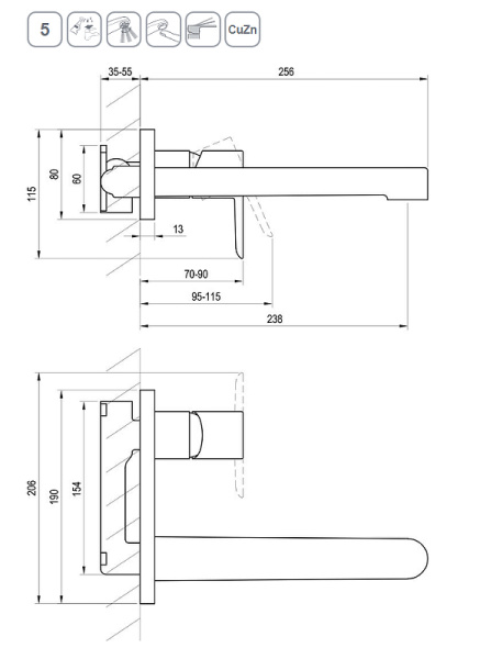 Смеситель для раковины Ravak Puri PU 019.20 X070184  Смеситель для раковины Ravak Puri PU 019.20 X070184