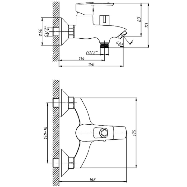 Смеситель для ванны Esko Leon LN 54, Хром