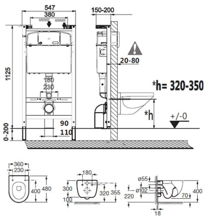 Комплект унитаз с инсталляцией Roca Meridian-N Compact 893104110