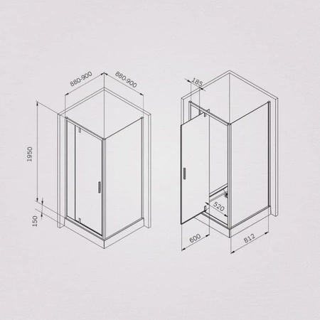 Душевой уголок (90х90) Am.Pm Gem W90G-404-9090-BT черный