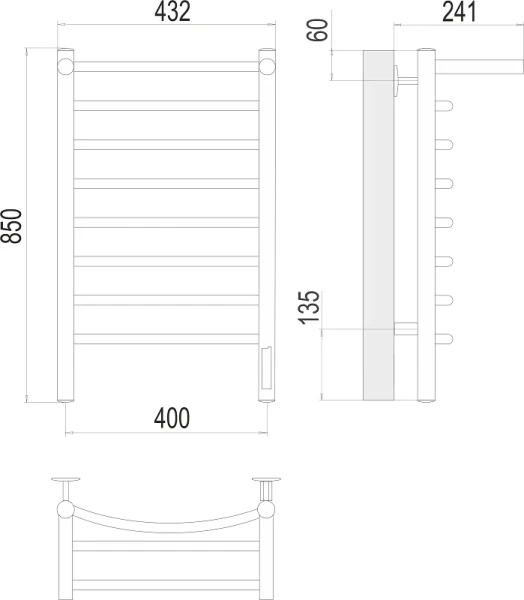 Полотенцесушитель электрический Terminus Классик с полкой (400х850) П8 4670078531407