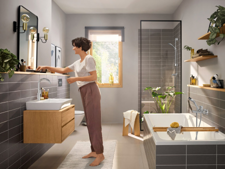 Смеситель для раковины с донным клапаном Hansgrohe Rebris E 72576000 хром