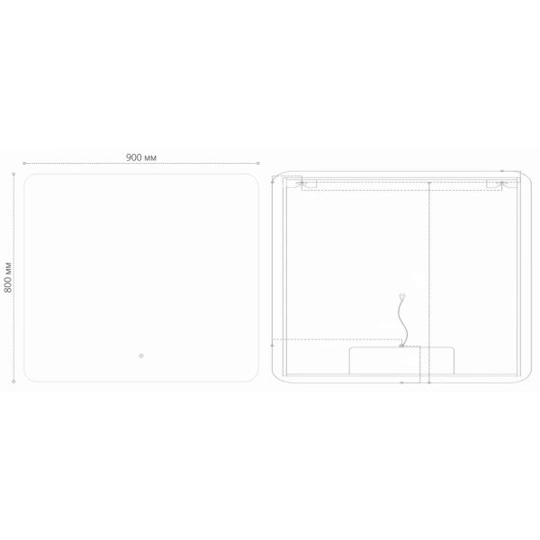 Зеркало (90х80) Grossman ELEGANS-норма BLACK 1790802 LED с сенсорным выключателем и подогревом
