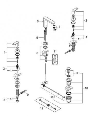 Смеситель для раковины на три отверстия, DN 15, Grohe Europlus 20301 000 (20301000)