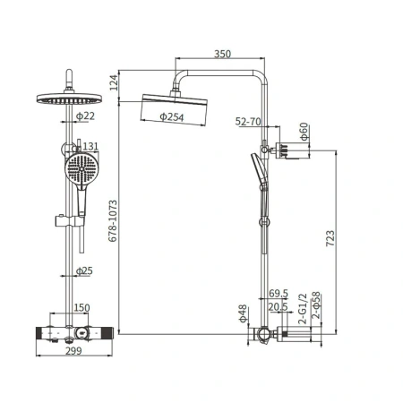 Душевая система с изливом Arrow AMG13S36DG черный