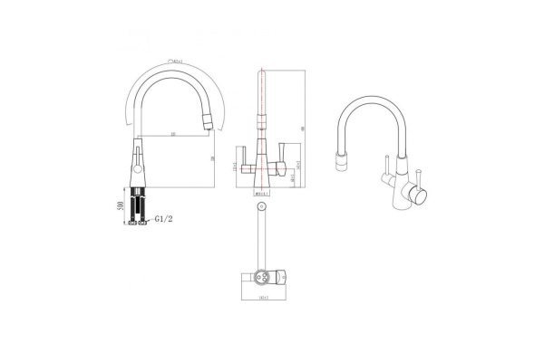 Смеситель для кухни Lemark Comfort с подключением к фильтру с питьевой водой (LM3075C-Gray)
