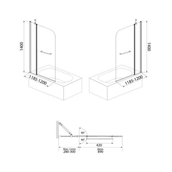 Душевое ограждение IDDIS Ray (RAY6CS2i90)