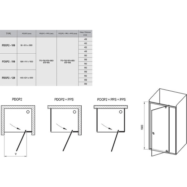 Душевая дверь Ravak Pivot PDOP2-100 03GA0300Z1
