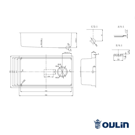 Кухонная мойка (76Х45)  Oulin OL-EH201M