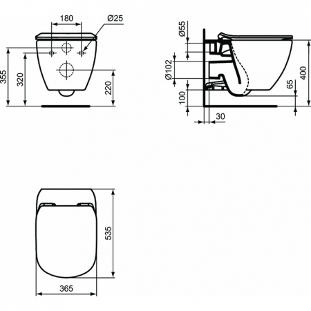 Комплект унитаз + инсталляция Ideal Standard Tesi P386801