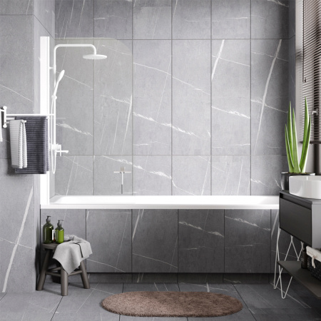 Стеклянная шторка на ванну (80х140) WasserKRAFT Leine 35P01-80WHITE Fixed