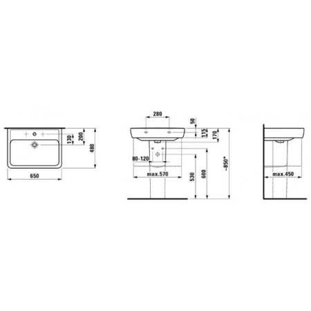 Раковина подвесная (65х48) Laufen Pro 8.1895.3.000.104.1