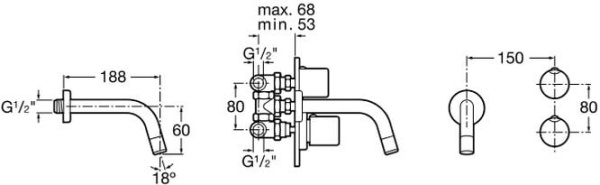 Смеситель для раковины скрытого монтажа Roca Element A5A3562C00