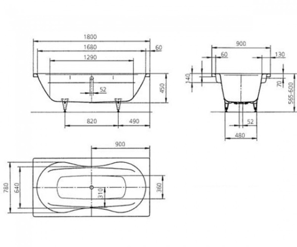 Ванна стальная Kaldewei MEGA DUO (180x90) 223400010001