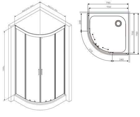 Душевой уголок (80х80) Am.Pm Gem W90G-401-080WT