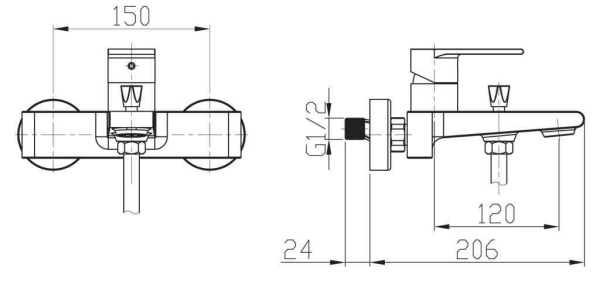 Смеситель для ванны  BelBagno NOVA NOV-VASM-IN