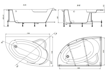 Акриловая ванна Roca Luna (170x115) ZRU9302912 правая
