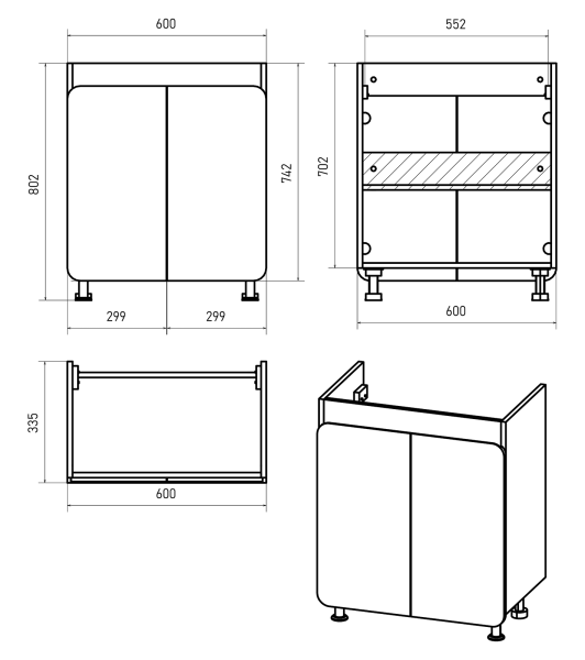 Тумба под раковину Misty Чегет 65 П-Чег-01065-011