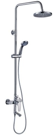 Смеситель для ванны и душа Rossinka S с регулируемой высотой штанги и лейкой Тропический дождь (S35-46)