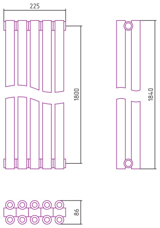 Полотенцесушитель Водяной Сунержа Эстет-00 (180х22) 5 секций Матовое Золото 032-0332-1805
