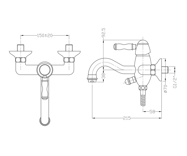 Смеситель для ванны с душем Bronze de Luxe Tiffany 1904CR