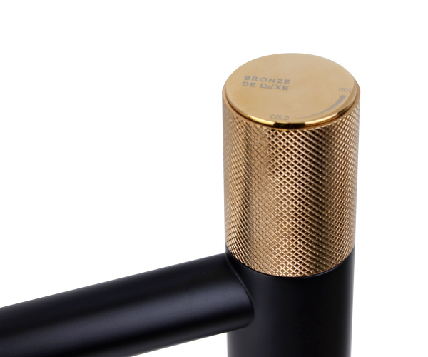 Смеситель для раковины Bronze de Luxe AVANGARDE черный, розовое золото 2030MH