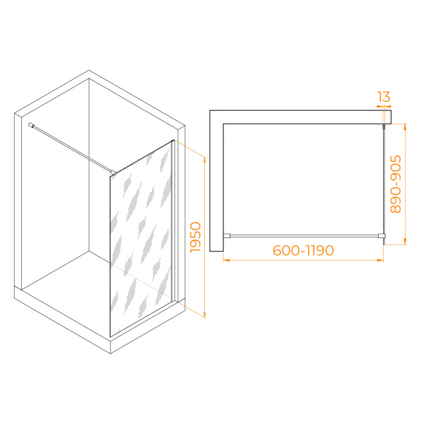 Душевая перегородка 90 см RGW WA-010 Walk-in 351001009-11