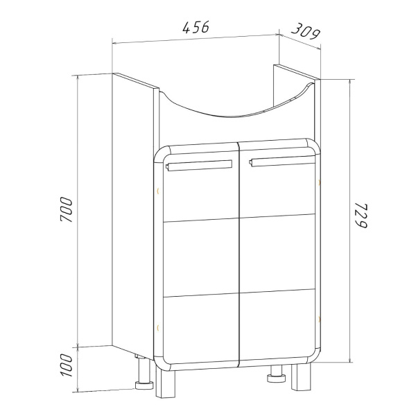 Тумба под раковину Runo Эрика 50  (00-00004154)