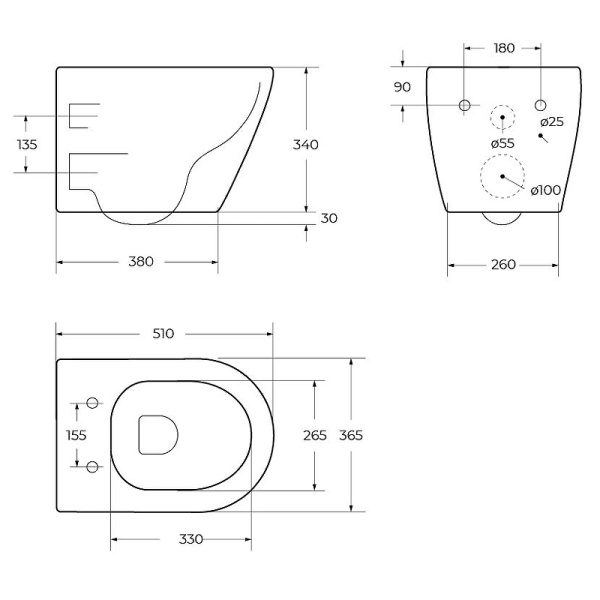 Унитаз подвесной безободковый CEZARES STYLUS CZR-6601-TH-TOR/CZR-076-SC микролифт