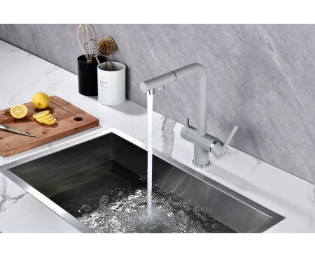Смеситель для кухни с подключением к фильтру  Paulmark Serpentine Se213222-GRS