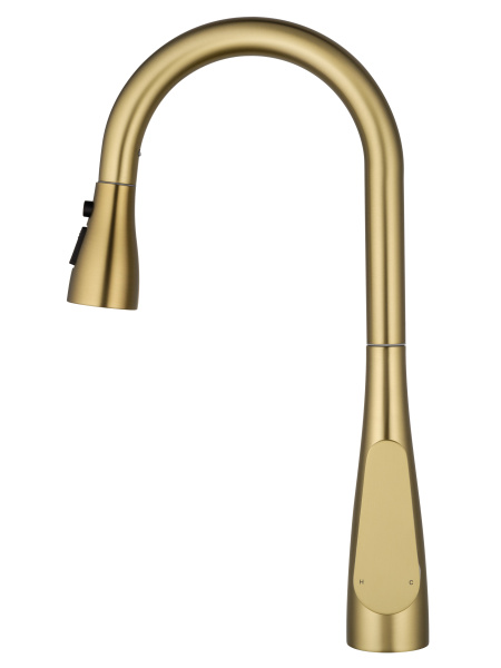 Смеситель для кухни с выдвижным изливом WONZON & WOGHAND, брашированное золото WW-121E201B-BG