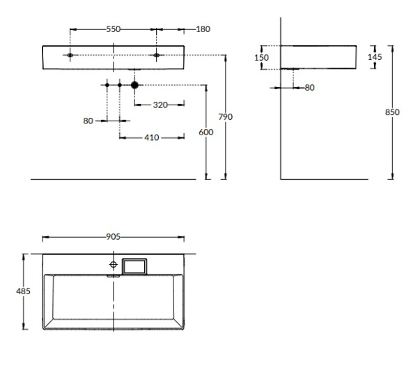 Раковина подвесная (90х48) Kerama Marazzi Logica LO.wb.90.1