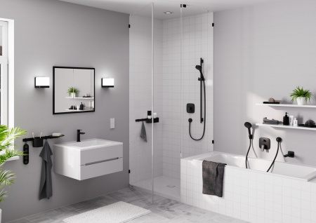 Смеситель для раковины без донного клапана CoolStart Hansgrohe Logis 71255670 черный матовый