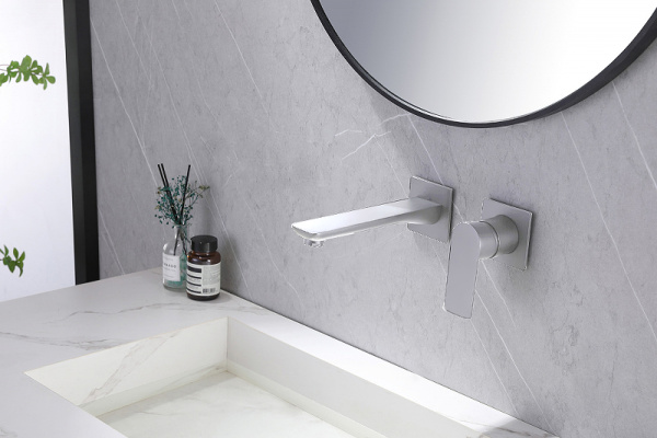 Смеситель ABBER Weiss Insel AF8082W для раковины скрытого монтажа, белый-хром