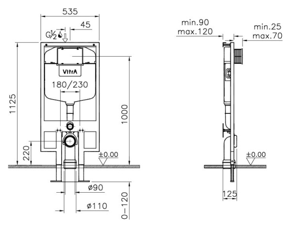 Комплект: инсталляция с унитазом с сиденьем Vitra Normus 9773B003-7203