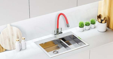Смеситель для кухни Lemark Comfort с подключением к фильтру с питьевой водой (LM3075C-Red)