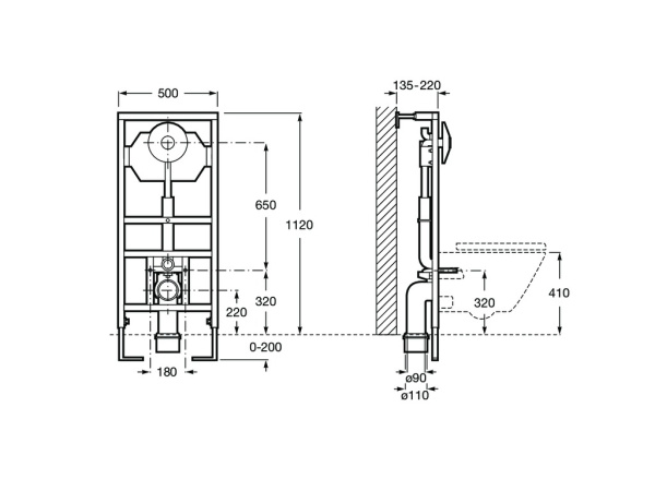 Система инсталляции для унитаза Roca  Duplo 890092100 для общественных мест