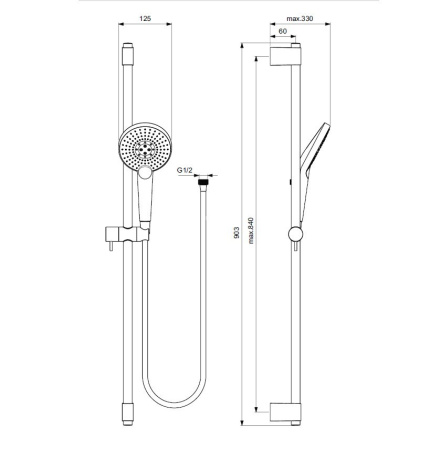 Душевой гарнитур Ideal Standard Ideal Rain Evo Jet Round XL3 B1763AA