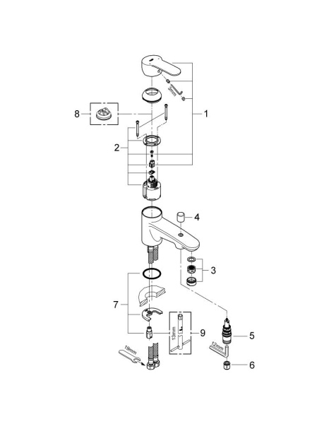 Смеситель однорычажный для ванны Grohe Eurostyle Cosmopolitan 33614 002 (33614002) хром 