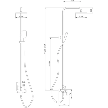 Душевая стойка ABBER Weiss Insel AF8016FWL с изливом, белый