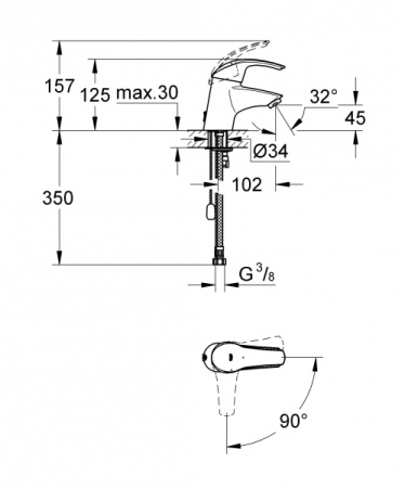 Смеситель для раковины GROHE Eurosmart 23372 10E  (2337210E) хром