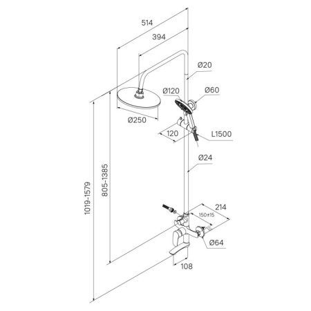 Душевая система Milardo Rora (RORWT4FM06)