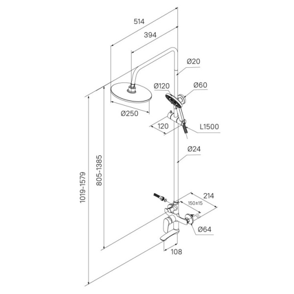 Душевая система Milardo Rora (RORWT4FM06) Душевая система Milardo Rora (RORWT4FM06)