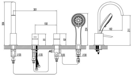 Смеситель на борт ванны Lemark Atlantiss (LM3241C)