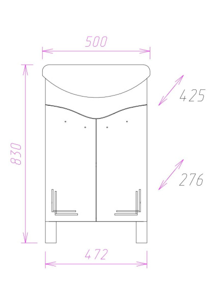 Тумба под раковину напольная Onika Лада 50 105002