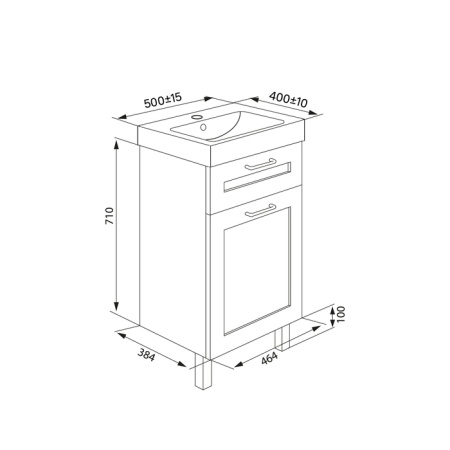 Тумба с умывальником, IDDIS New Sena NSE50W1i95K, белый/дерево