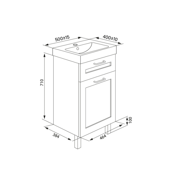 Тумба с умывальником, IDDIS New Sena NSE50W1i95K, белый/дерево