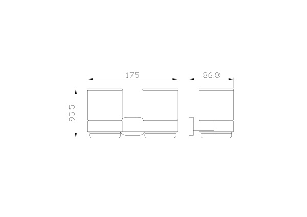Два стакана для зубных щеток с держателем WONZON & WOGHAND FIRST, хром WW-8428