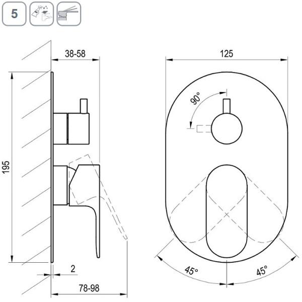 Смеситель для душа Ravak Eleganta EL 065.60RGB.O2 X070375 розовое золото